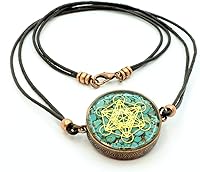 Vista 4 de Metatron's Cube Merkaba Orgone Pendant with Turquoise