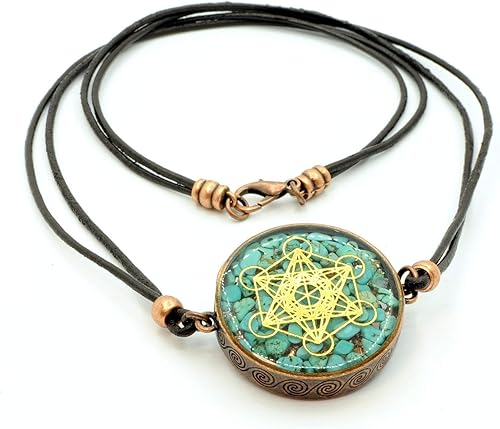 Miniatura 4 de Metatron's Cube Merkaba Orgone Pendant with Turquoise