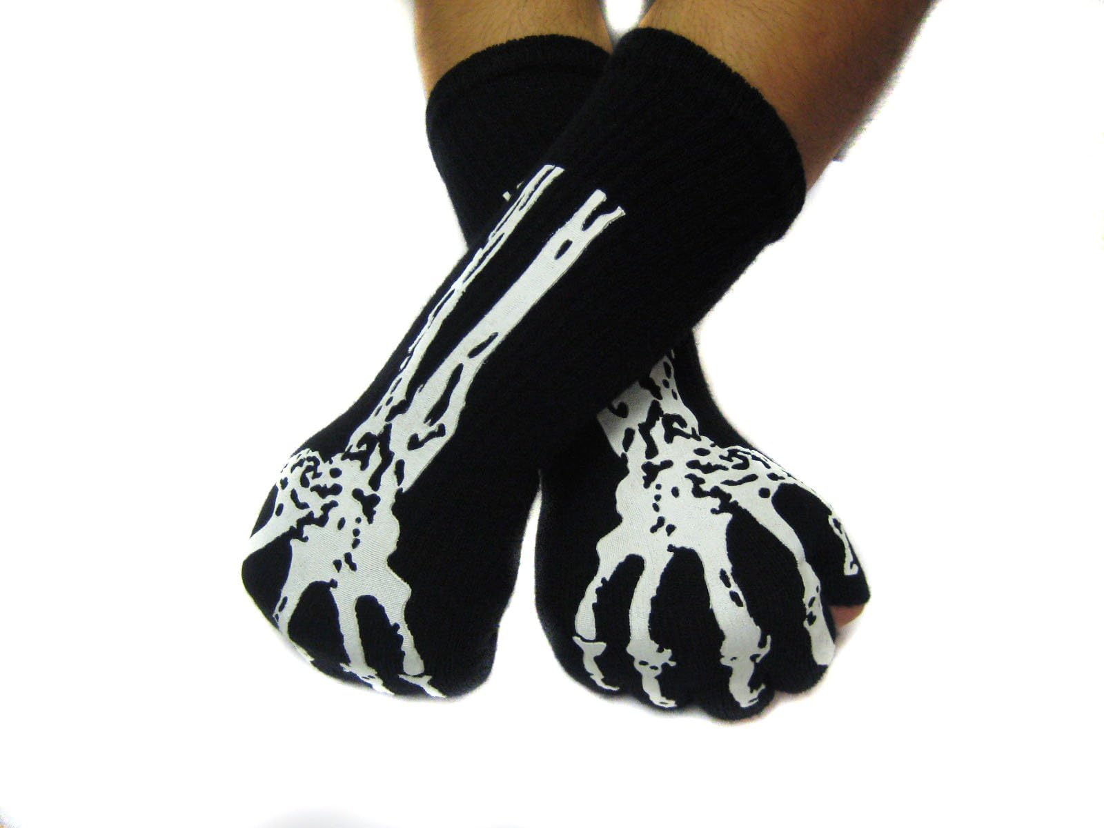 Skeleton Black Fingerless Glove Arm Warmer
