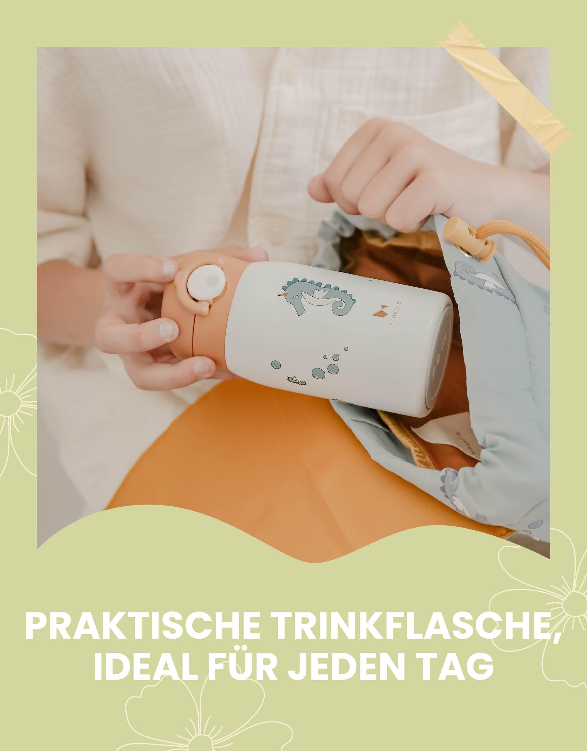 Fabelab Butelka dla dzieci 320 ml | Niedźwiedź ze stali nierdzewnej bez BPA, szkoła zapobiegająca przeciekaniu, butelka na wodę