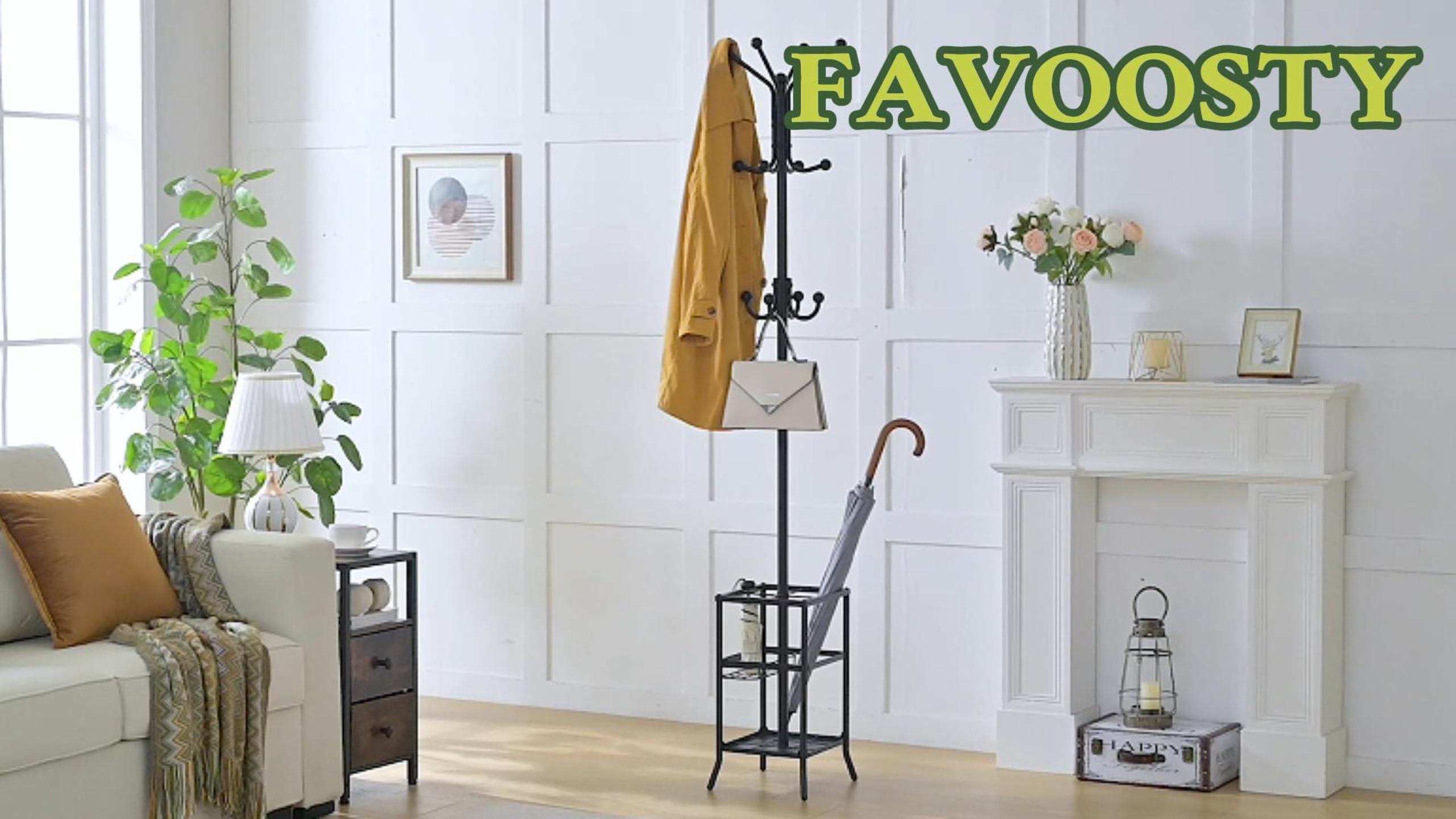 Porte-manteau Avec Porte-parapluie 12 Crochets - Rack Vestiaire Entrée Gris | Porte-vêtements Pratique Salon