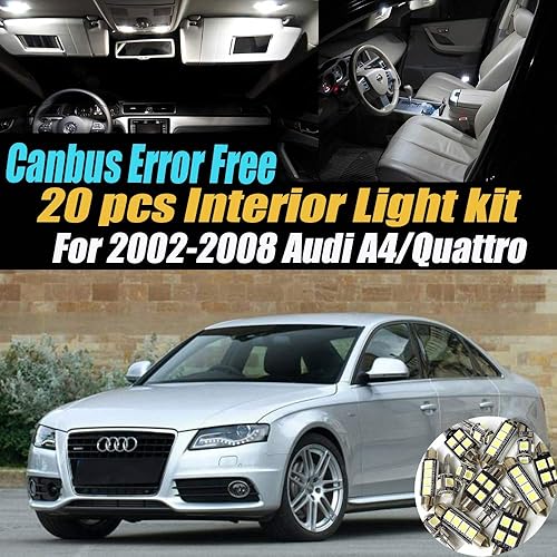 Miniatura 2 de Canbus - Kit de luces LED para interior de coche, 20 unidades, sin errores, 6000 K, compatible con Audi A4Quattro 2002-2008, equipado con sistema de
