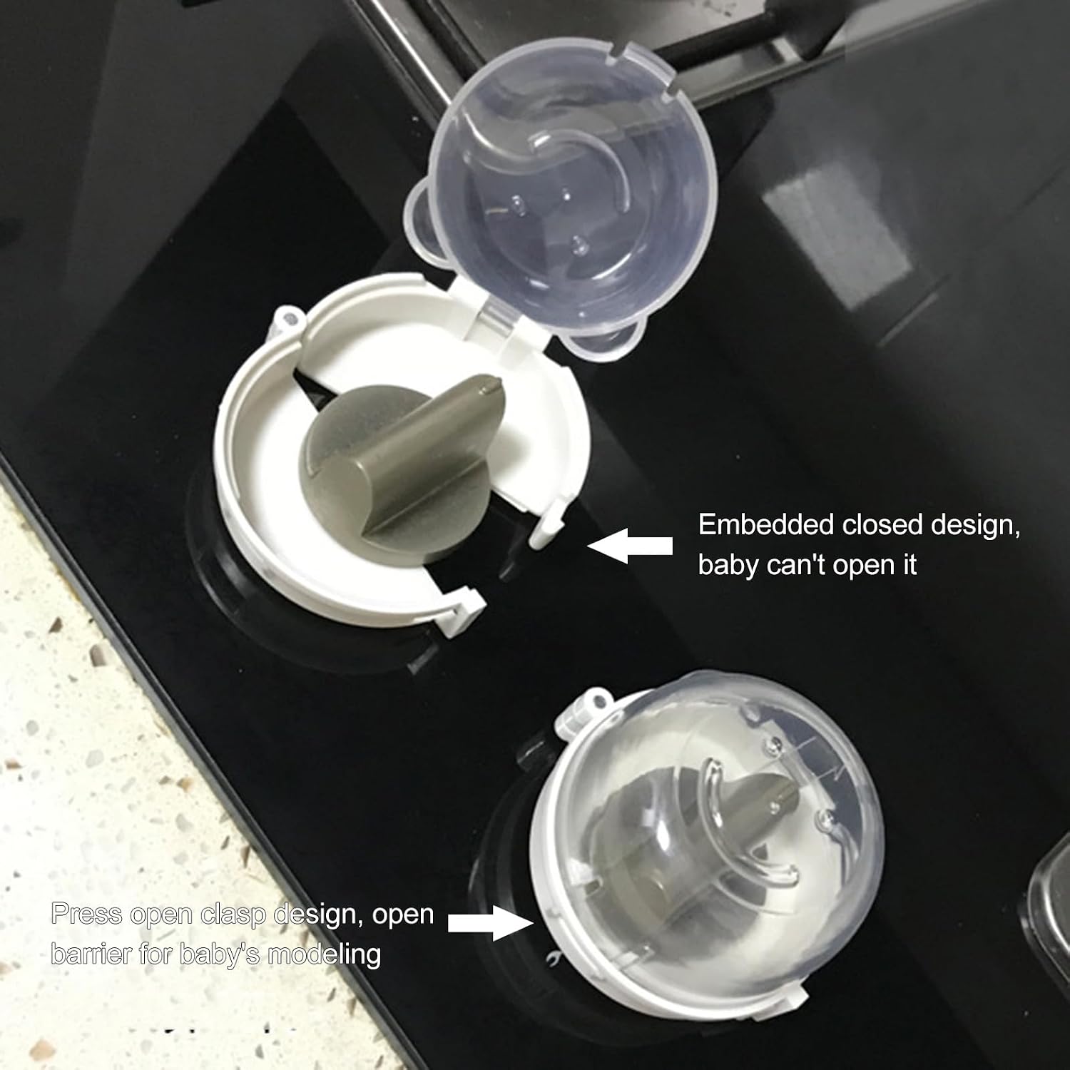 BESPORTBLE Proof Stove Knob Covers and Cooker Knob Protective Covers, 2pcs Set, Safety Lock for Gas Stove and Oven, Kitchen Safety Guard