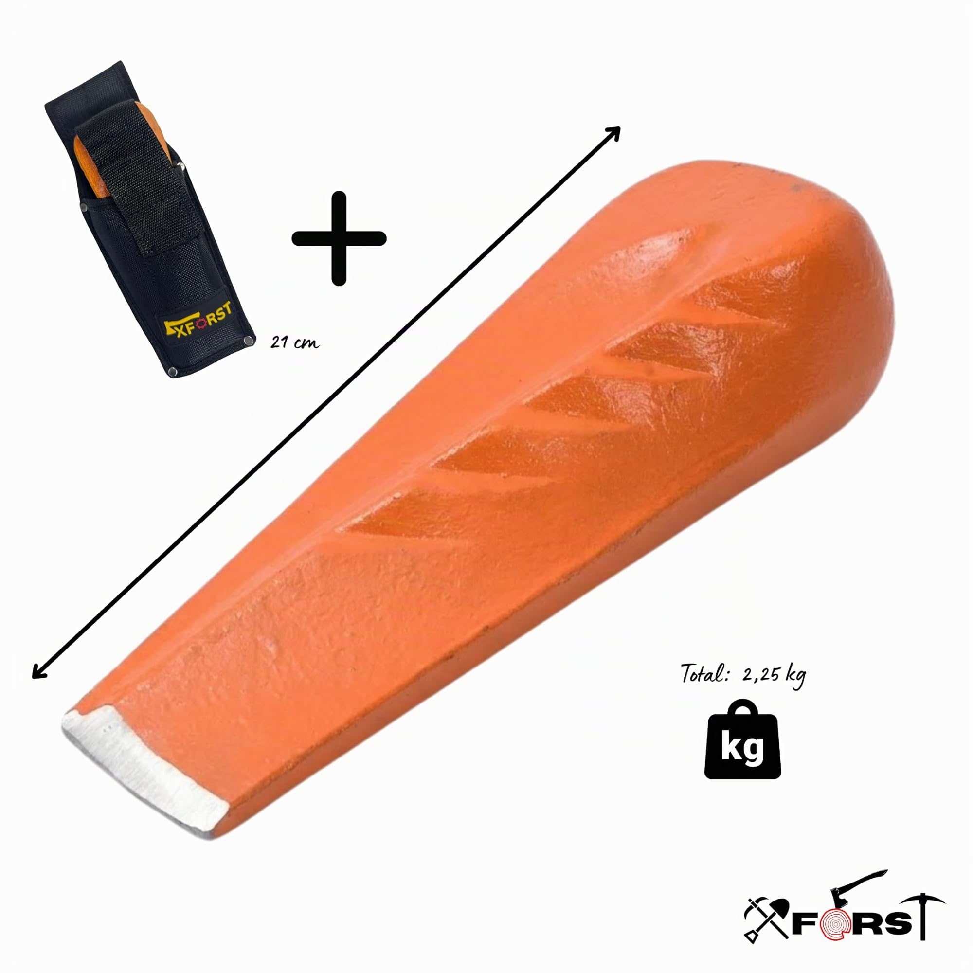 Xforst Cuña de División Giratoria 2,25 kg – Cuña para Partir Leña de Acero Forjado Cuña Helicoidal para Madera y Troncos | Alto Poder de División | Incluye Funda | Nuevo con mínimos defectos estéticos