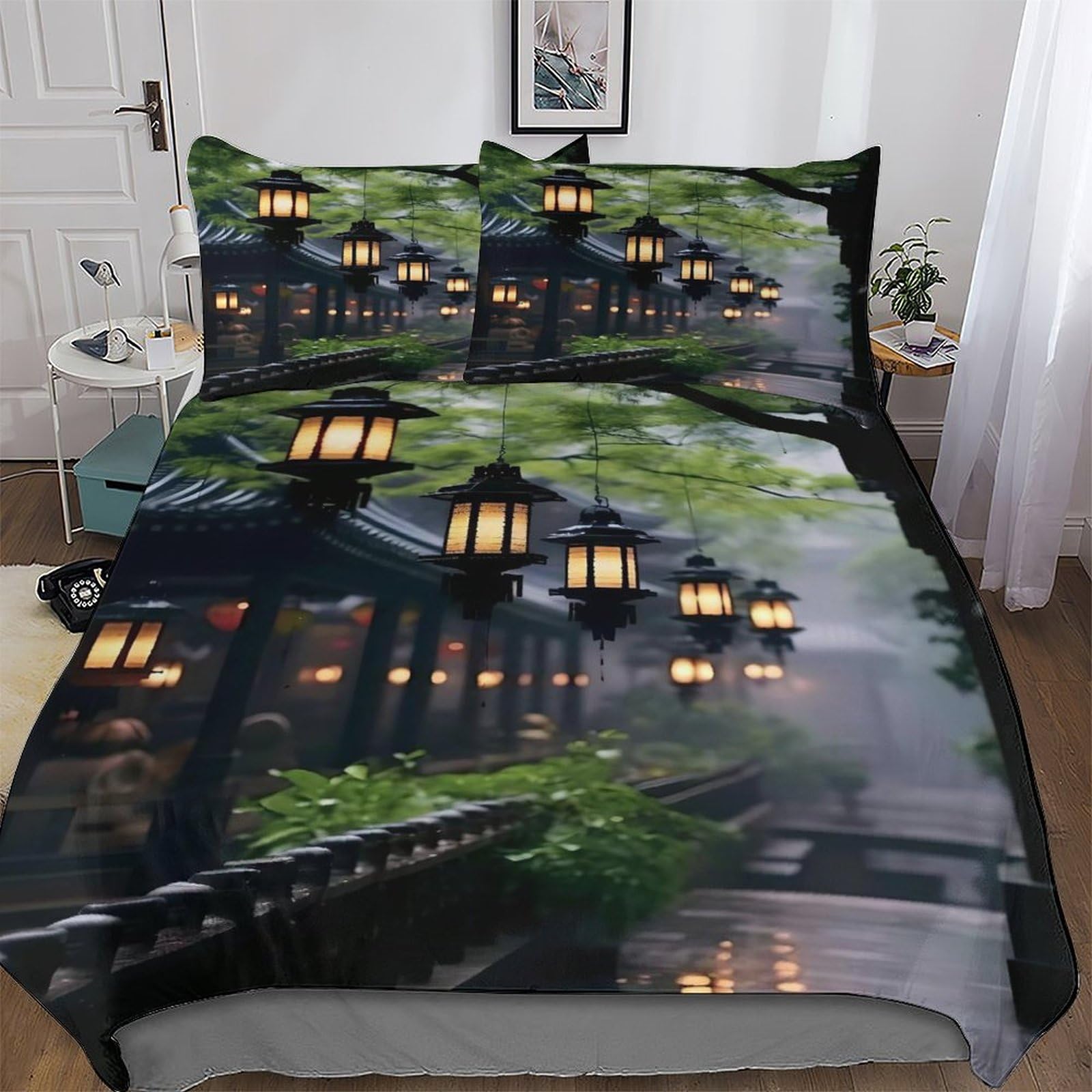 Parure de lit japonaise 3 pièces microfibre premium avec housse 200x200 cm
