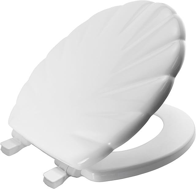 BEMIS Shell White Moulded Wood Toilet Seat | WC seat That Will not Loosen and fits Most Toilets | Ultra-fix | Water-Based Paint for Easy Clean | Easy and Quick Installation