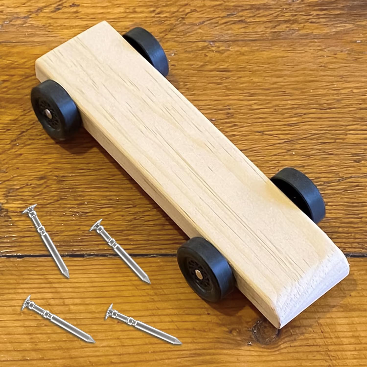 4 PCS Pinewood Car Axles, Stainless Steel Axle Polishing Kit with Dual Grooves, Pinewood Bent Axles for Derby Cars, Low Friction & Reduces Wheel Wobble