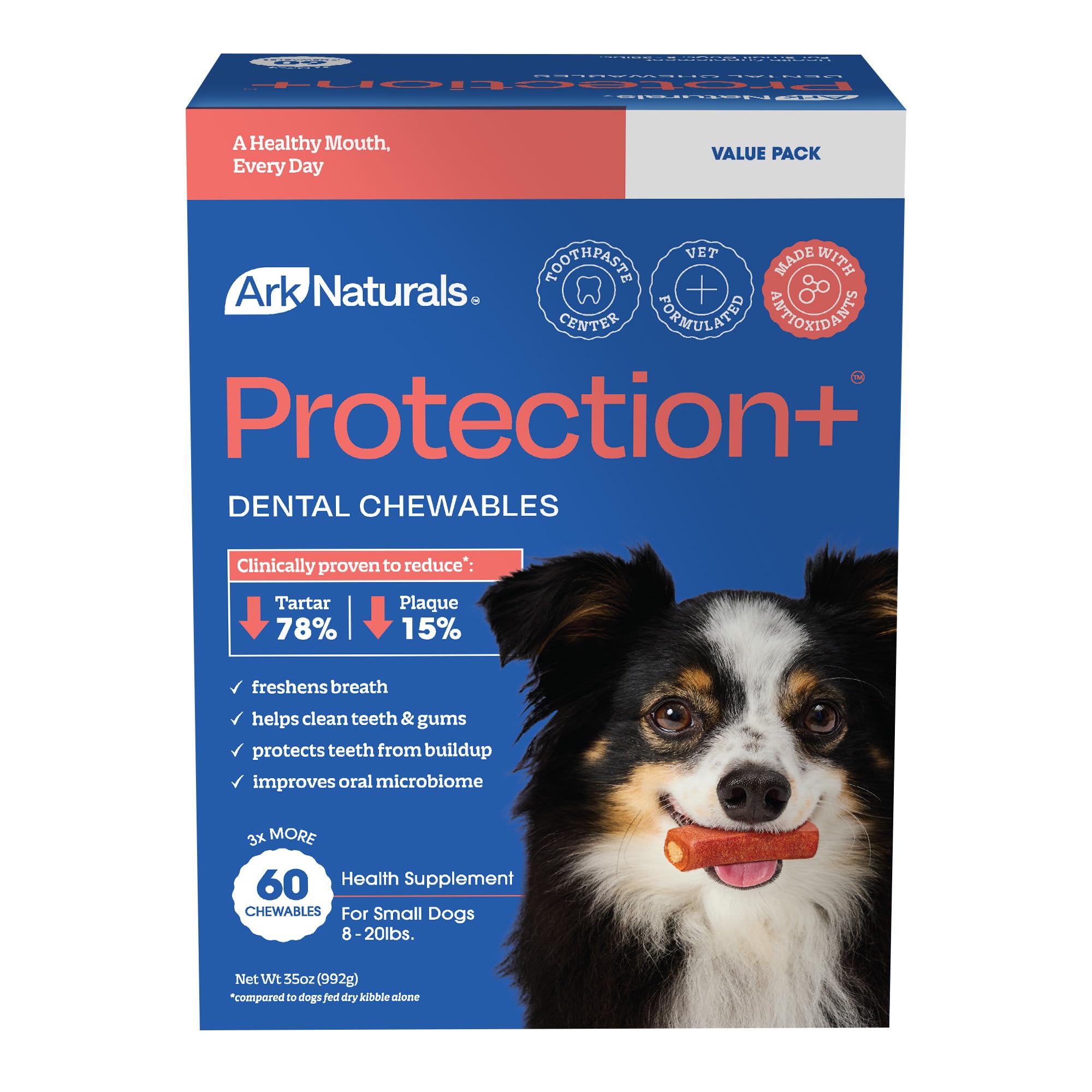 Ark Naturals Protection+ Brushless Dog Dental Treats - Small Breeds (60 ct)