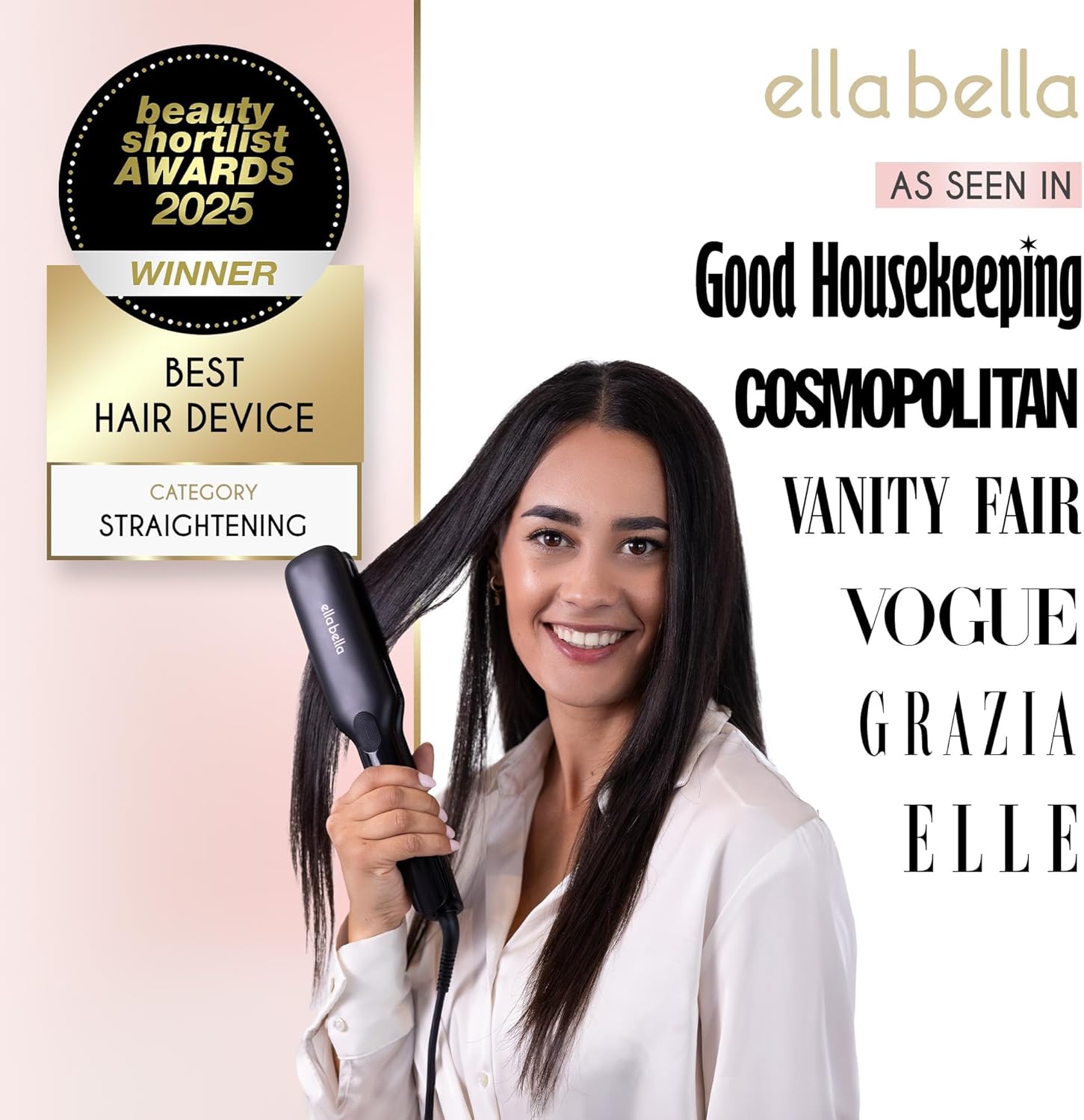 ELLA BELLA® Titanium Flat Iron Hair Straightener (with Infrared) • Professional Straightening Iron • Digital Display to Accurately Control Temperature • As Featured in Good Housekeeping - Image 2