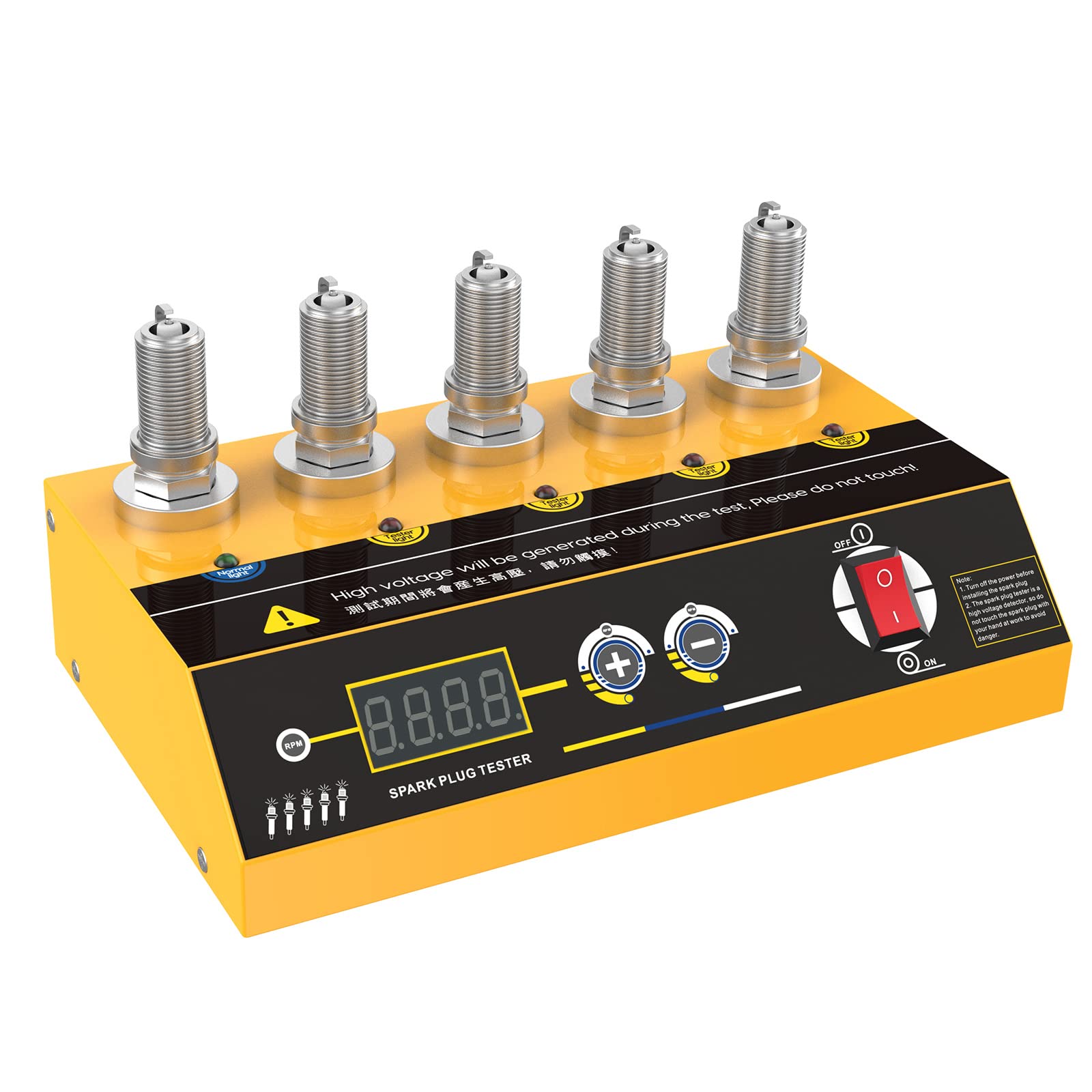 FXTUL Automotive Spark Plug r, Car Spark Plug Tools SPT360 Digital High-Frequency Car Plug & Ignition Diagnostic Spark Analyzer with 5 Test Holes