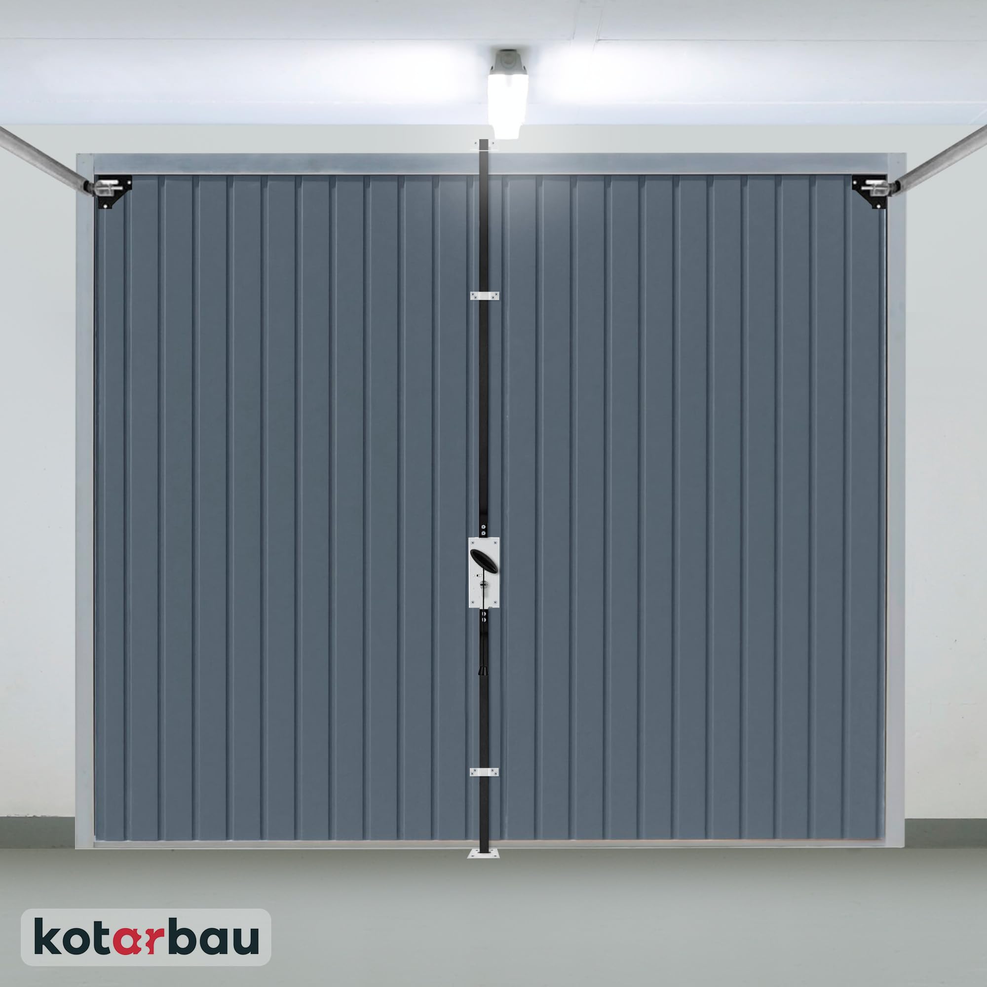 KOTARBAU® Cerradura para Puertas de Garaje batientes, Puertas de almacenes, rejas, Cerradura de embutir, Cerradura para Puertas y portones 60 mm, Cerradura Vertical - Juego Completo