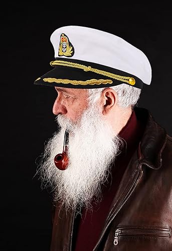 Miniatura 14 de Ibeauti Gorra unisex ajustable para adultos, disfraz de capitán Almirante, gorra de marinero para cosplay Negro