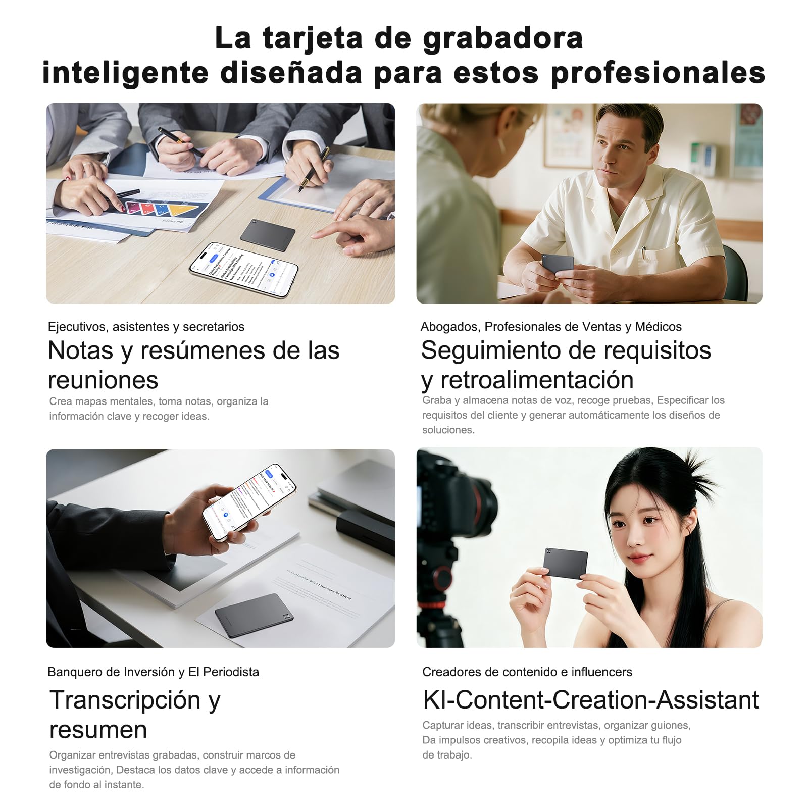 HONOR Choice AI Note Grabadora de Voz, 600 Min/Mes de Transcripción Gratuita, Dictáfono Digital con Resúmenes IA y Mapas Mentales, 130+ Idiomas, Tarjeta Magnética Fina, para Reuniones y Llamadas