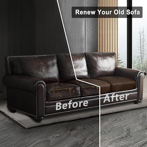 Miniatura 7 de ANARACHON Fundas de cojín de sofá con aspecto de cuero, juego de fundas de asiento de sofá, protector de muebles para sillón seccional, sofá biplaza