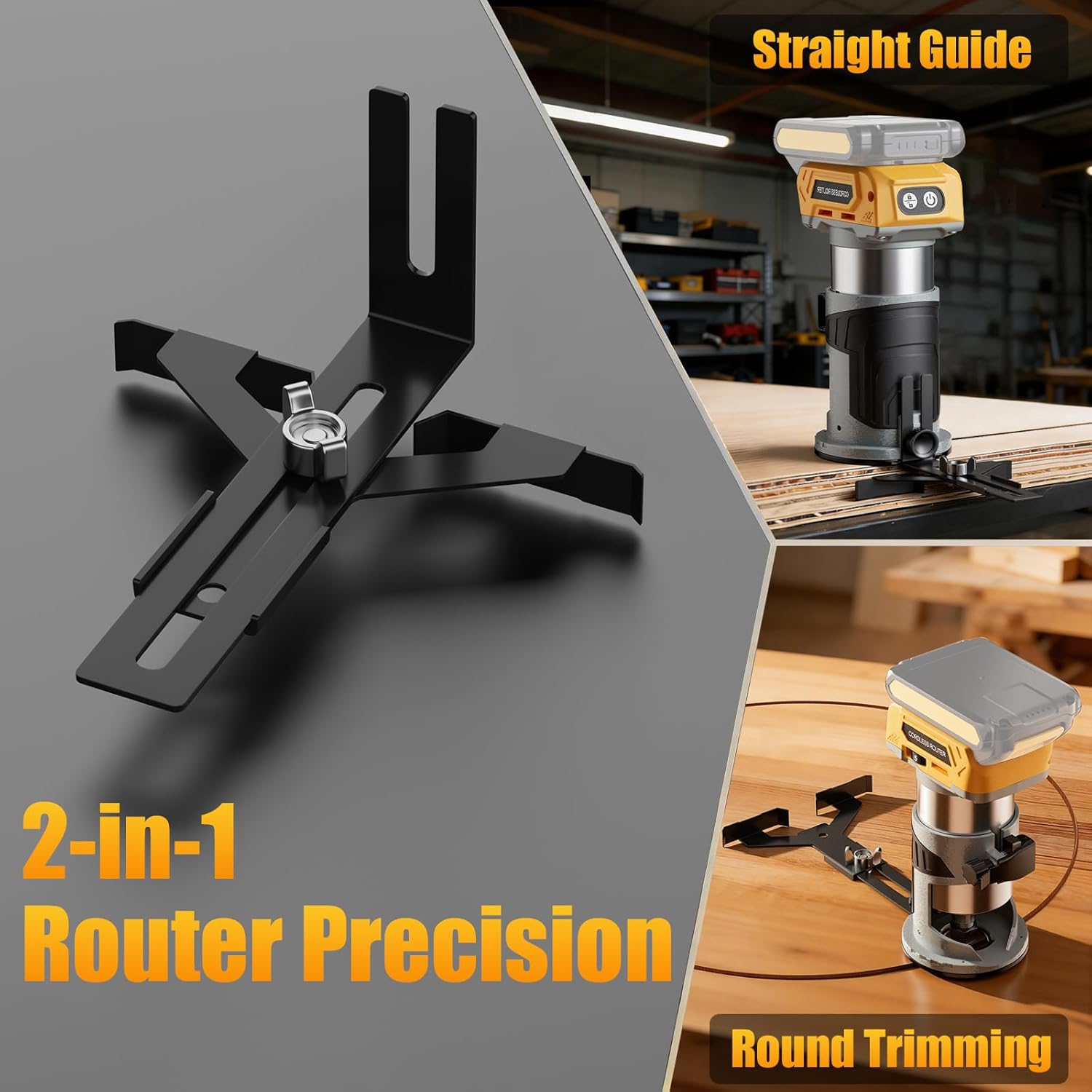 Brushless Cordless Router for Woodworking, Compatible with 20V Battery (Battery Not Included), 6-Speed, 30000-RPM Trim Router, Aluminum Base, 6-Pcs Trim Bits for Edge Trimming, Grooving