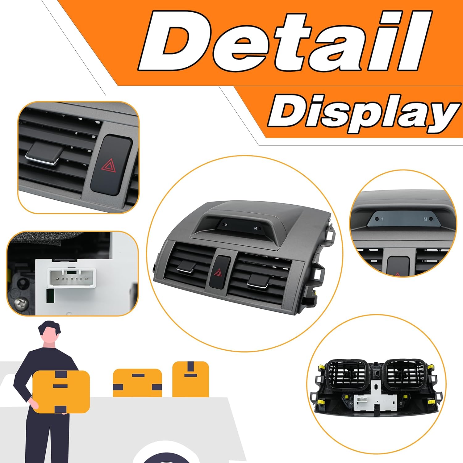 Center Dash A/C Outlet Air Vent Panel with Clock Compatible with Toyota Corolla 2009-2013, AC Vent Trim Cover, Replaces# 55670-02340 5567002340