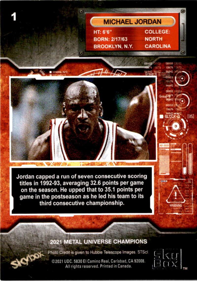 Amazon.com: 2021 Skybox Metal Universe Champions #1 Michael Jordan