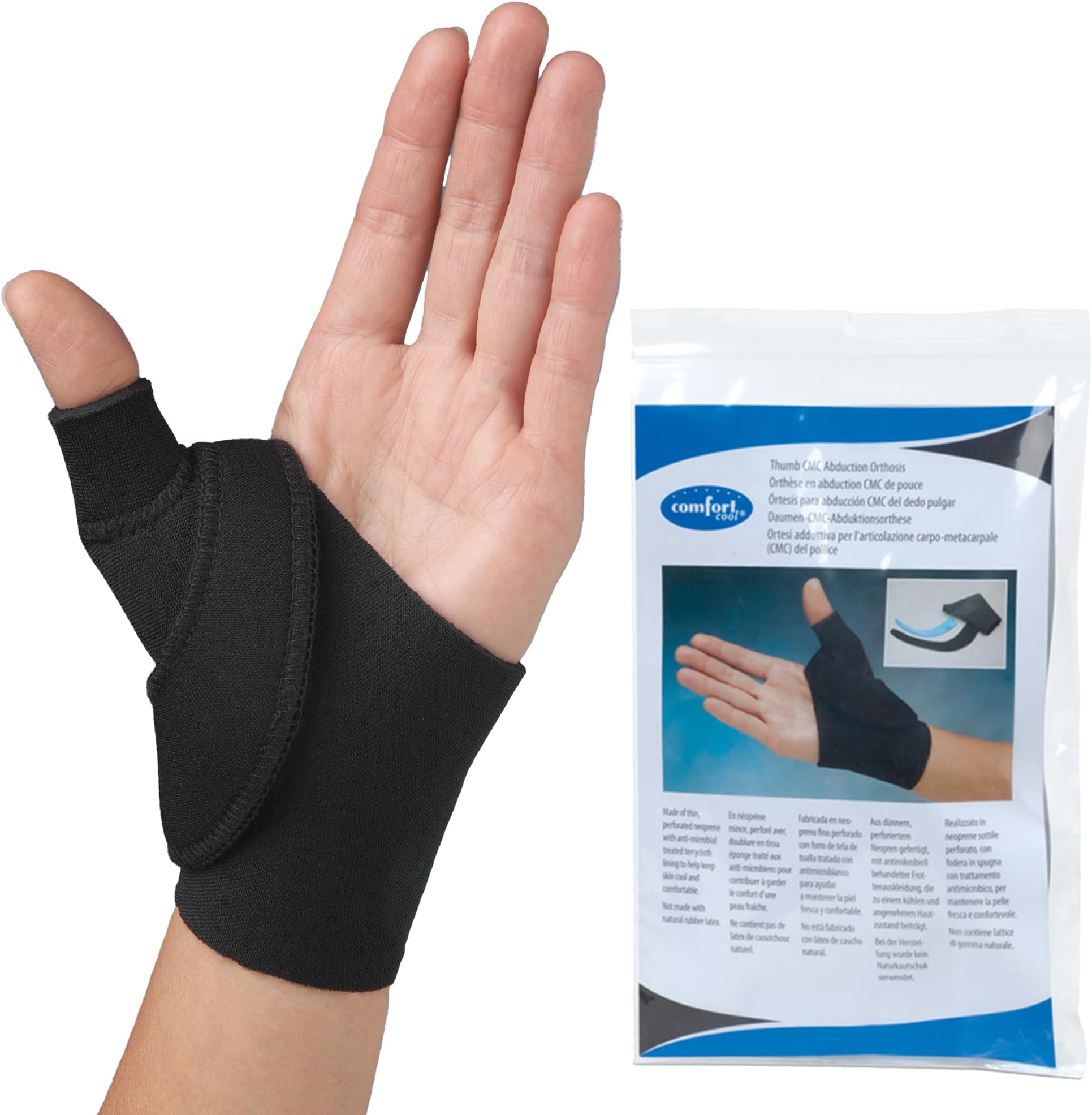 Thumb CMC Abduction Splint | Moldable Thumb Wrap for Arthritis - Thumb Brace for CMC Joint Support - Left, Medium