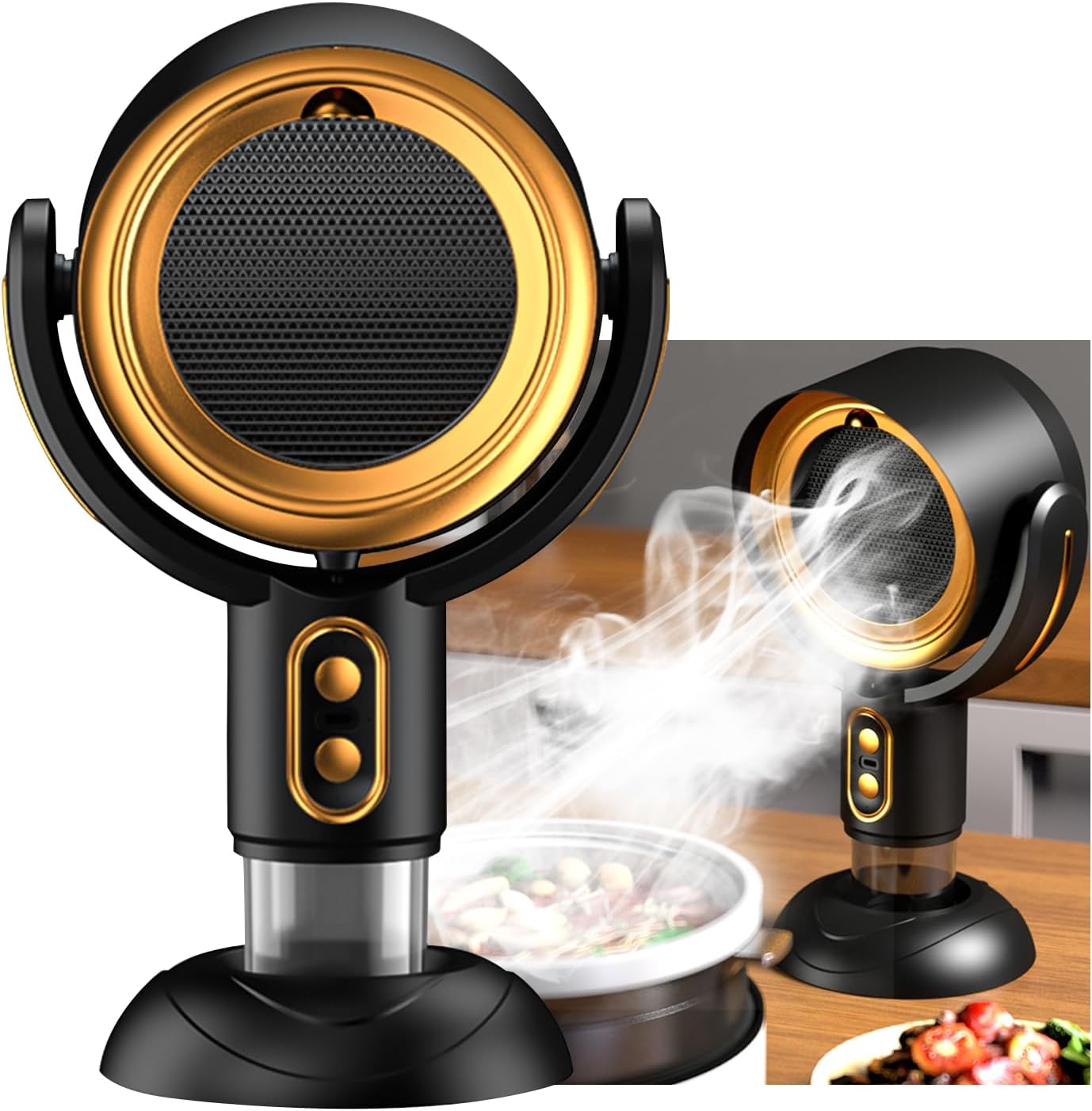 Portable Range Hood for Kitchen Cooking, USB Rechargeable, Desktop Kitchen Exhaust Fan with 2 Speed for Indoor & Outdoor RV BBQ, Hot Pot Camping, (Gold)