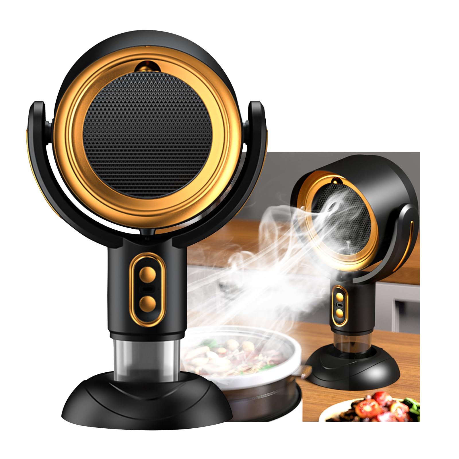 Tragbare Dunstabzugshaube USB-Aufladbar 2 Geschwindigkeitsstufen Tisch-Küchenabzug Indoor Outdoor Camping BBQ Schwarz Gold