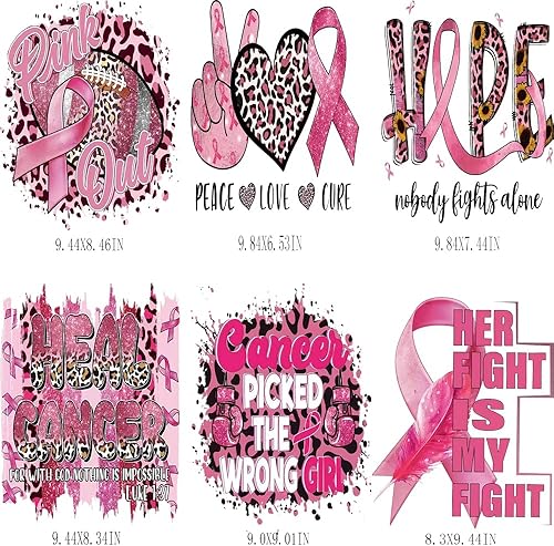 Miniatura 2 de Parches de transferencia termoadhesivos de concientización sobre el cáncer de mama, cinta rosa, calcomanías de vinilo para planchar guantes de