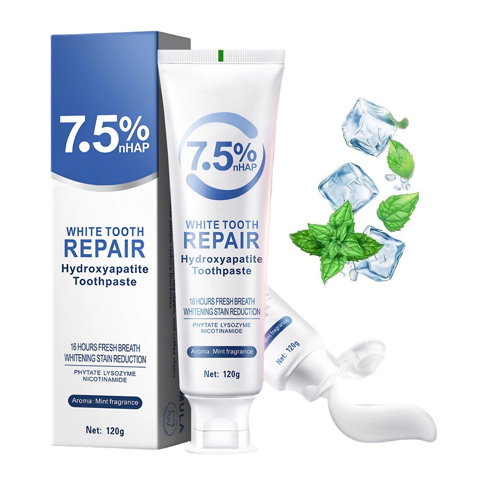 Hydroxyapatite Toothpaste Enamel Protection and Tooth Strengthening Repair Fluoride-Free for Reduce Tooth Sensitivity White Teeth Mint Fragrance Fresh