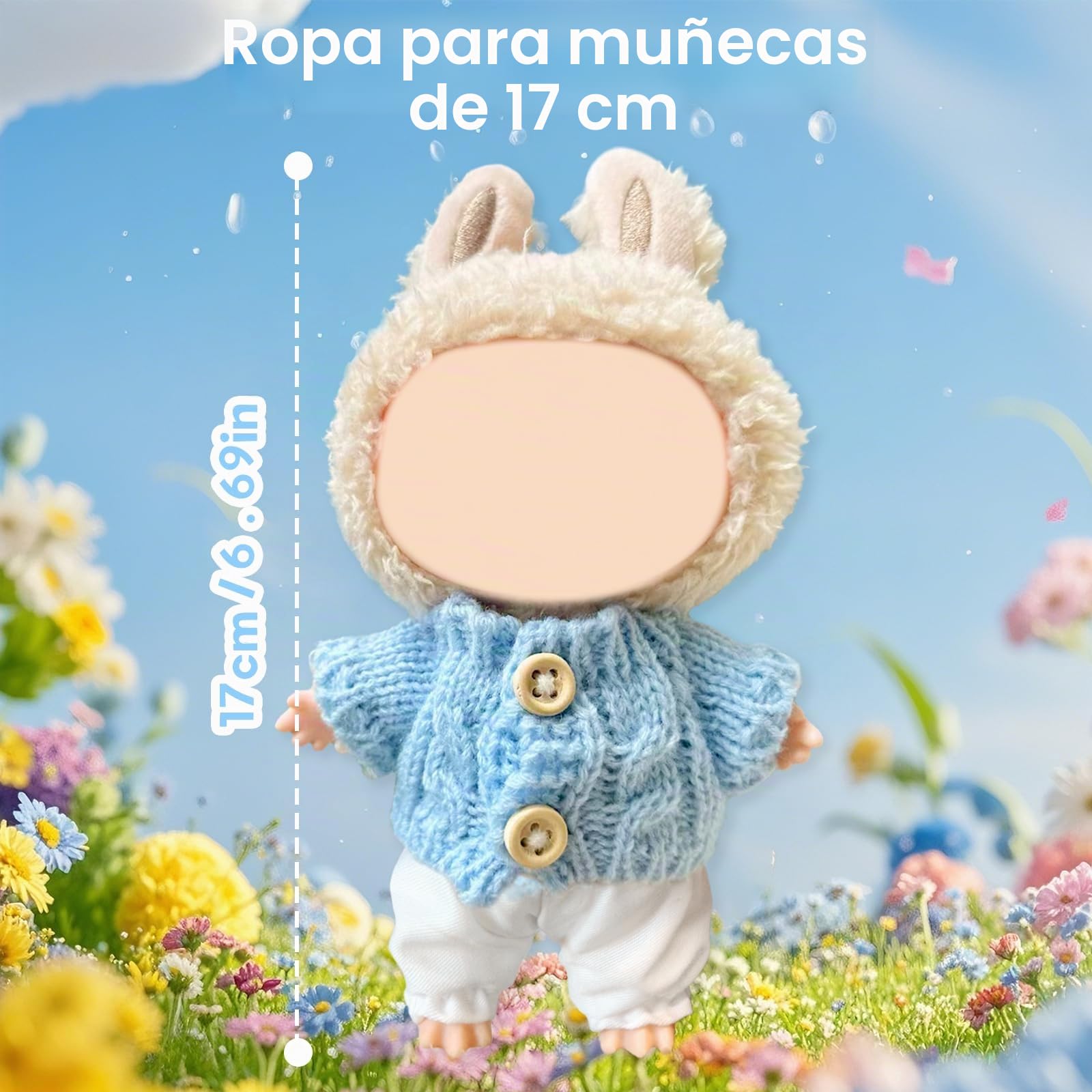 Ropa Para Muñecas Labubu De 17 Cm, Set De 4 Piezas Con Suéter, Pantalón, Gorro Y Mochila, Atuendo Kawaii Regalo Para Niños