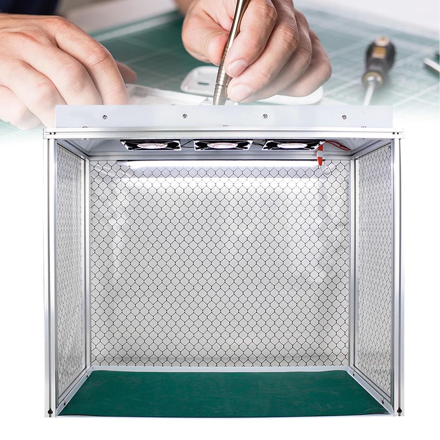 NURCIXLaminar Flow Cabinet Vertical Laminar Flow Hood Air Flow Clean Bench Dust Free Room Workshop with Three Fans, for Cell Phone Lcd Screen Repair/Workshop/Lab/Facility