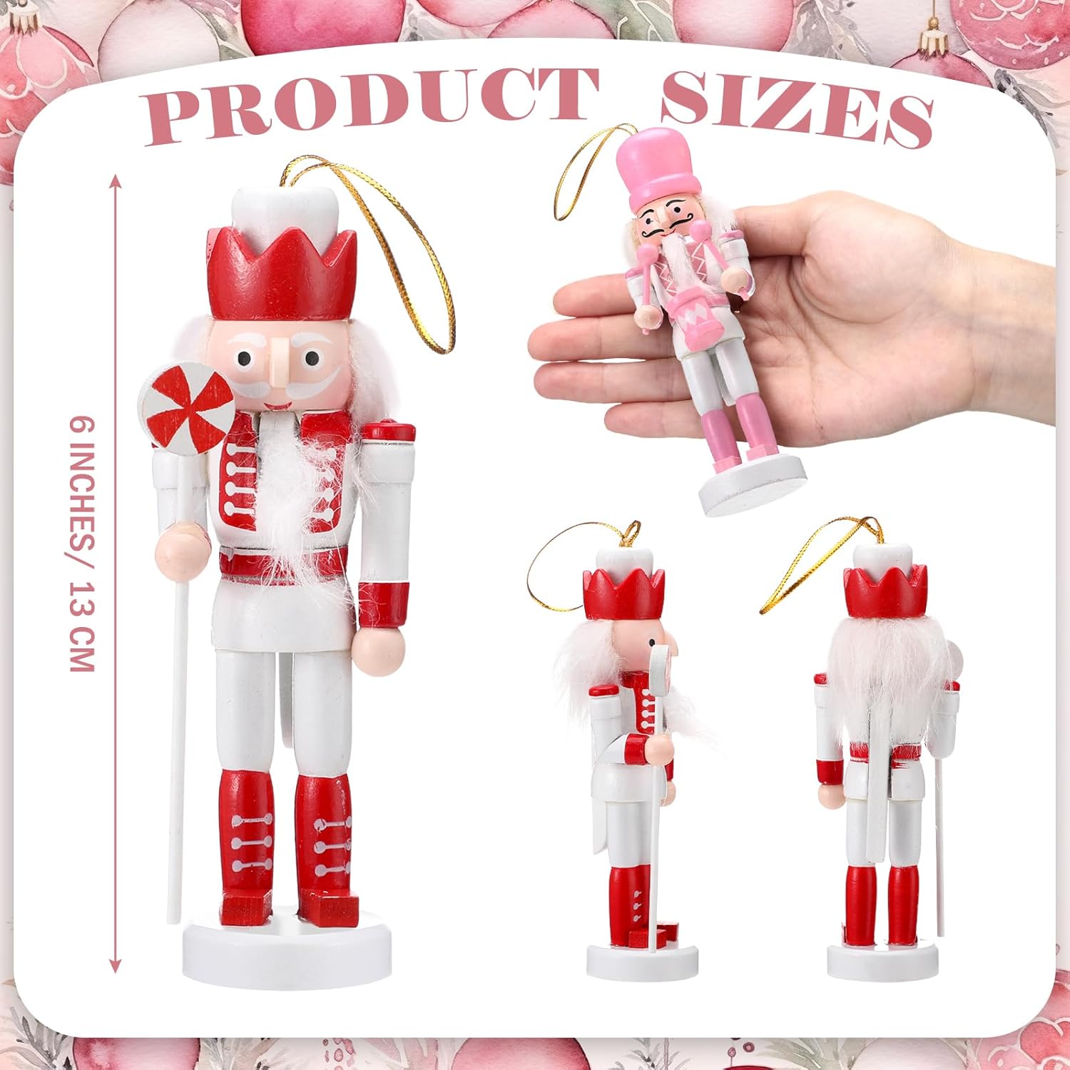 RoundFunny 15 Pcs Christmas Nutcracker Ornaments Wooden Hanging Nutcracker Decorations Christmas Soldiers Figures Decorations