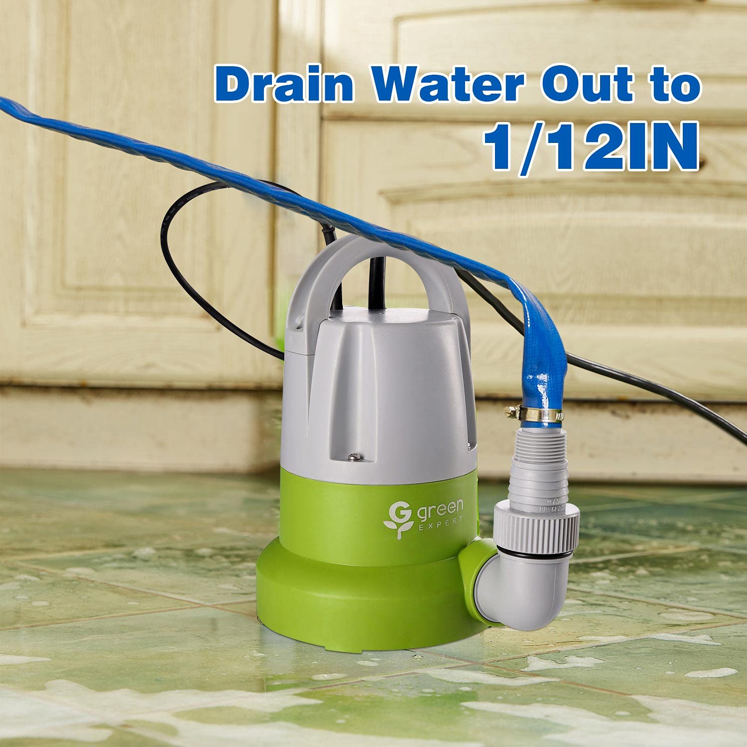 Green Expert 1/3HP Sump Pump Submersible with Unique Flow Sensor Switch