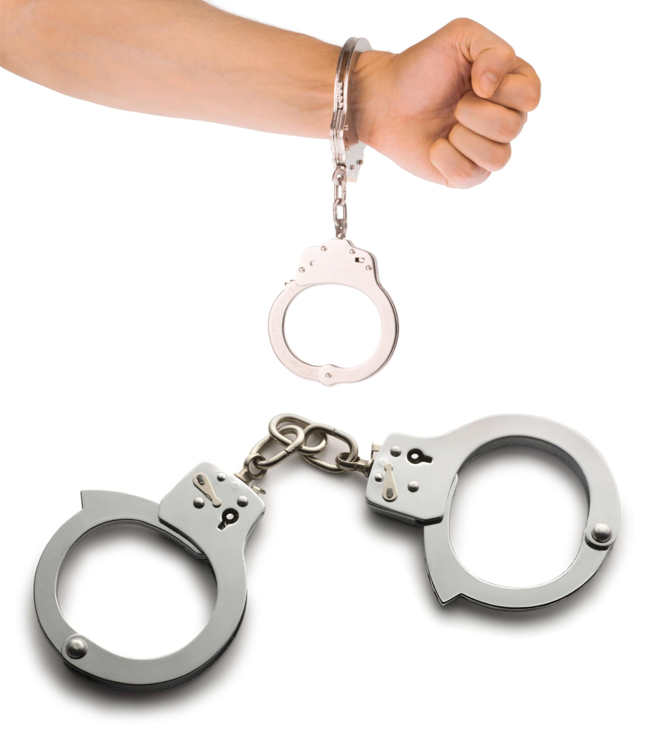 Ploutos World Wide Police Handcuffs & Keys for Adults, Metal Handcuffs for Cops & Robbers Fancy Dress Costume Props Accessories, Prisoner Dress Up Accessory Hand Shackles Handcuff