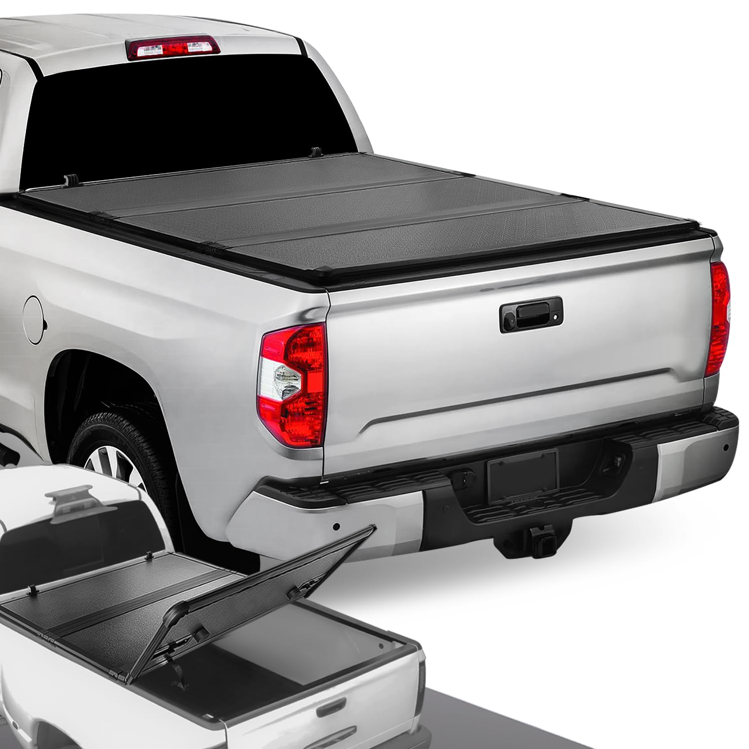 DNA MOTORING Hard Tri-Fold Tonneau Cover for Toyota Tundra 8Ft Bed