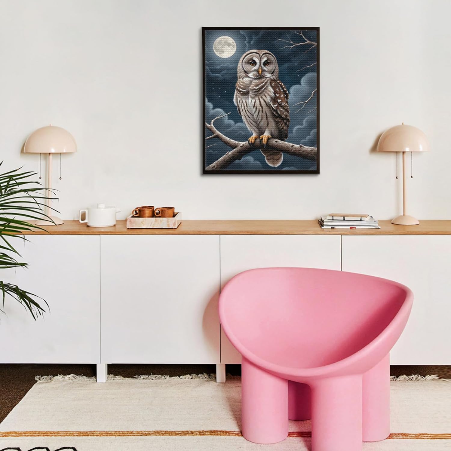Barred Owl DIY Diamond Painting Kits for Adults Beginner, Bird 5D Diamond Art Animal, Round Full Drill Crystal Diamond Arts for Home Wall Decoration Gift (Owl), 16x20 Inch