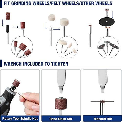 Miniatura 6 de WORKPRO Kit de accesorios para herramientas rotativas de 476 piezas, brocas de herramientas rotativas para cortar fácilmente, lijar, moler, tallar,