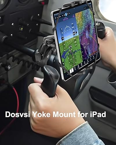 Miniatura 8 de Soporte de yugo para tableta, soporte de abrazadera de yugo para iPad para aviones, brazo de metal ajustable de 360, soporte de tableta para iPad