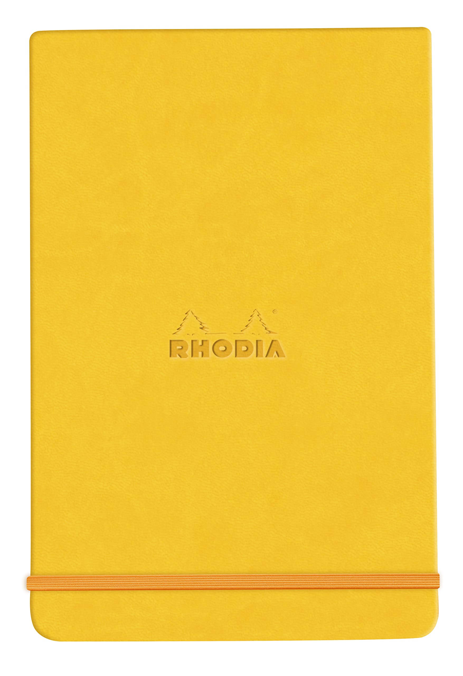 Clairefontaine RHODIA 194369C - Jonquille Webnotepad Rigid Notebook - A6 - Lined - 192 Detachable Pages - Ivory Paper 90 g/m - Bookmark, Elastic Closure - Faux Leather Cover - Rhodiarama
