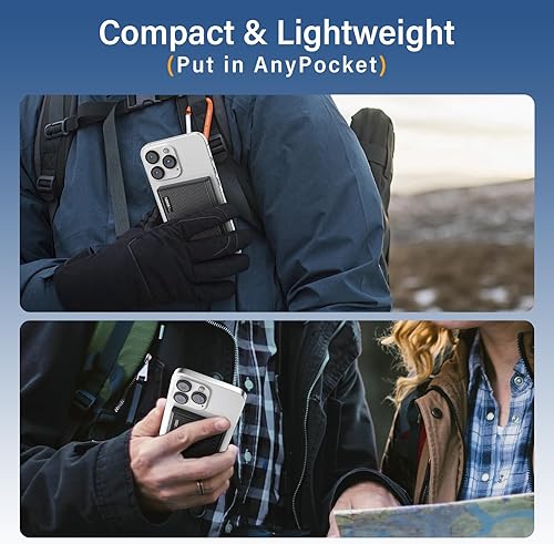 Miniatura 7 de ZBF Cargador portátil inalámbrico magnético, cargador de banco de energía magnético delgado de 10000 mAh con cable USB-C, cargador de batería