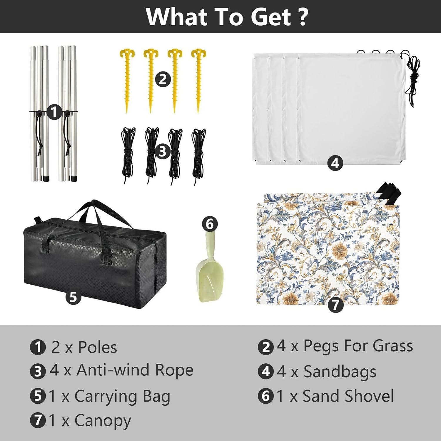 ALAZA Classic Baroque Florals Beach Tent Sun Shelter UPF50+ Protection Beach Shade Canopy w/ 4 Sandbags for Outdoor Camping, Fishing, Backyard Fun, Picnic, 10x9 ft