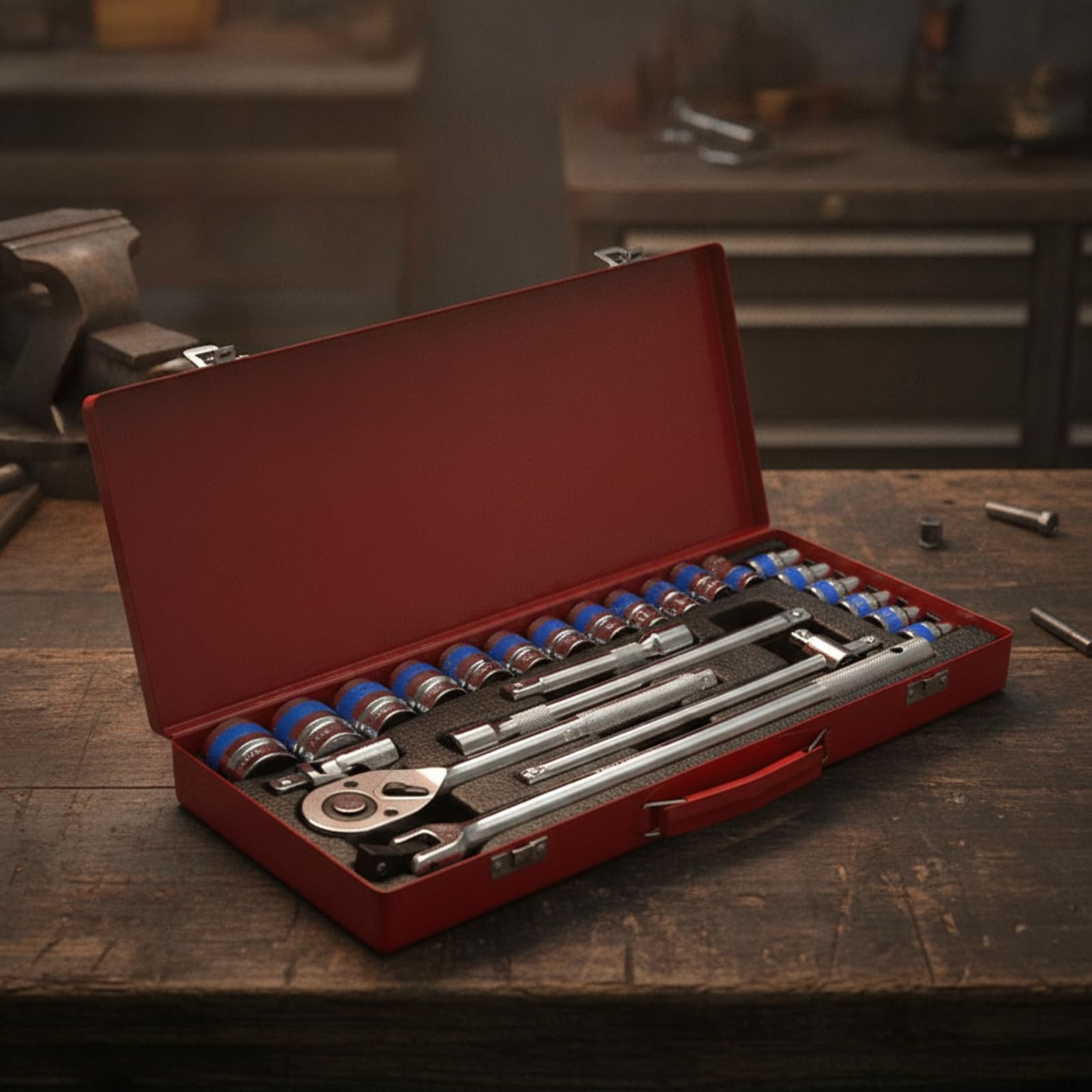 harayaa 24 Pezzi Set Unsili Cromato Vanadio | Valigetta Attrezzi con Accessori, Finitura brillan, per Officina, Meccanici, Professionisti