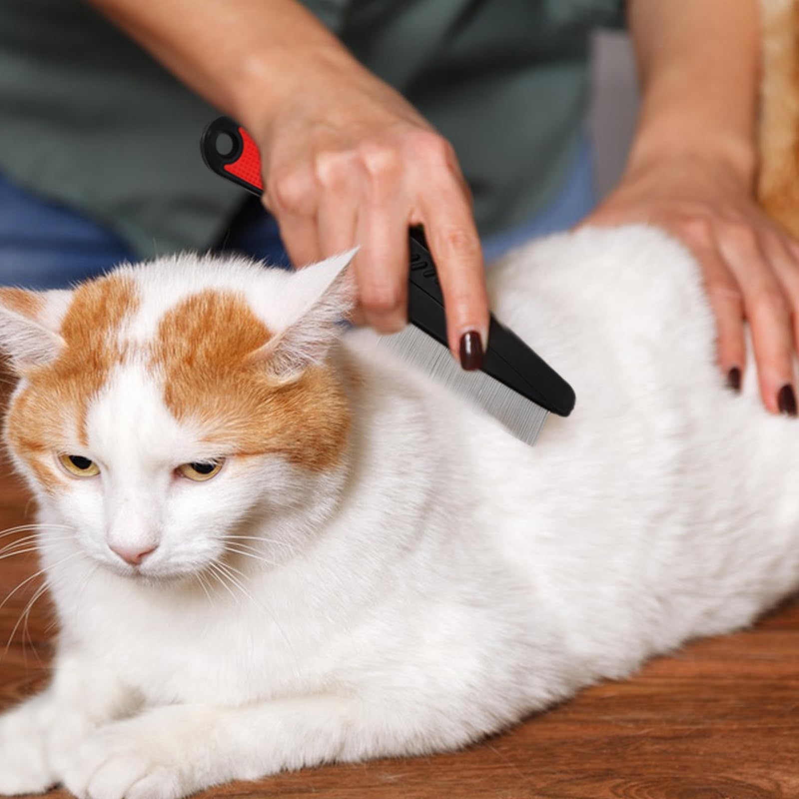 Peignes Anti-Puces pour chat chien, 2 PCS Peignes à Poux en Acier Inoxydable, Peigne à Dents Fines de Toilettage Animaux de Compagnie, Peigne de Nettoyage pour Oeuf de Puce/Poils Flottants/Tiques
