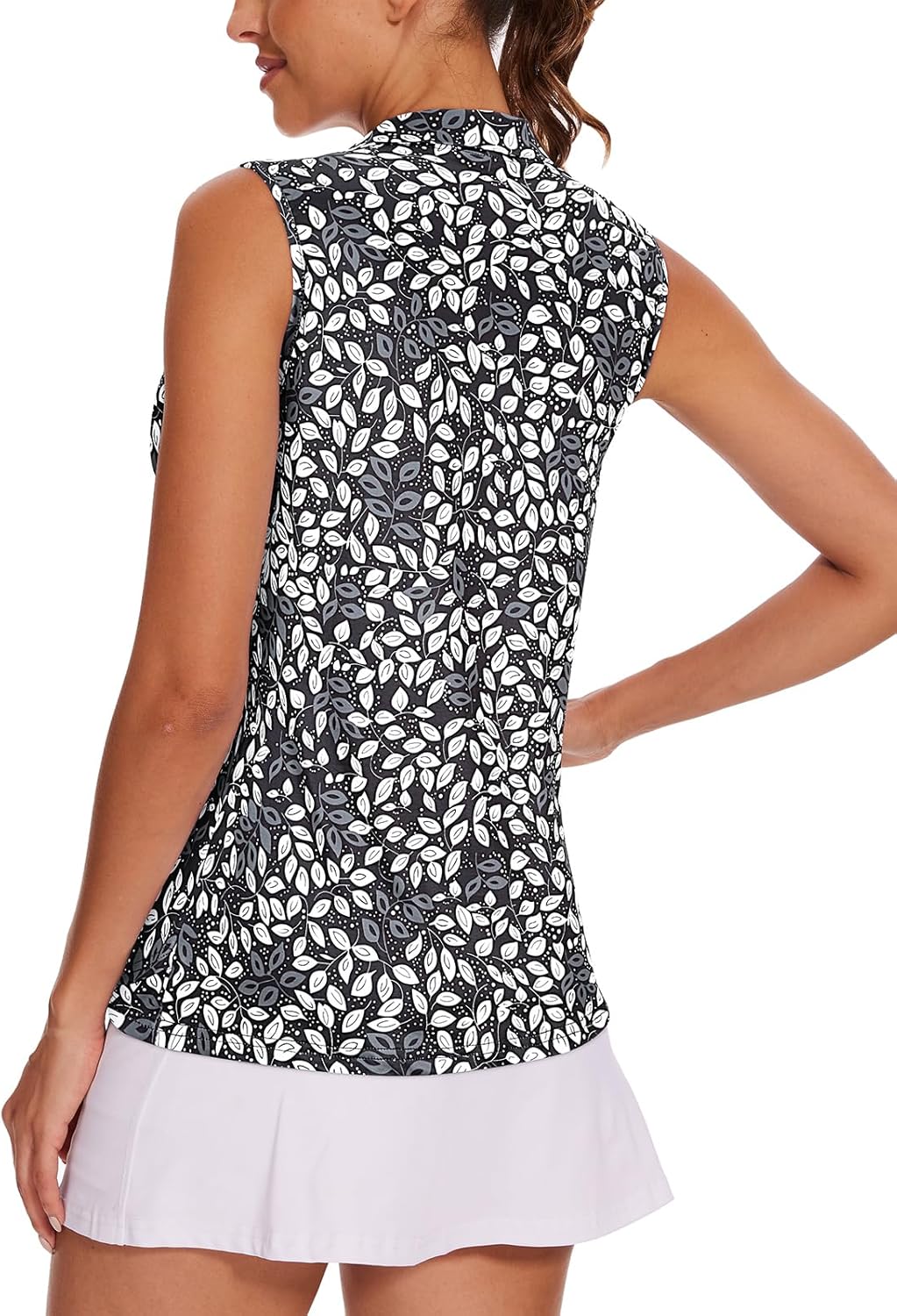 Tanst Sky Women's Sleeveless Golf Shirt Quick Dry Zip Up Workout Tennis Tops with Pockets - Image 2