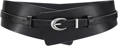 SUOSDEY Women Wide Leather Belt, Fashion 2-in-1 chunky Belt for Dress Suits with Skinny Belt