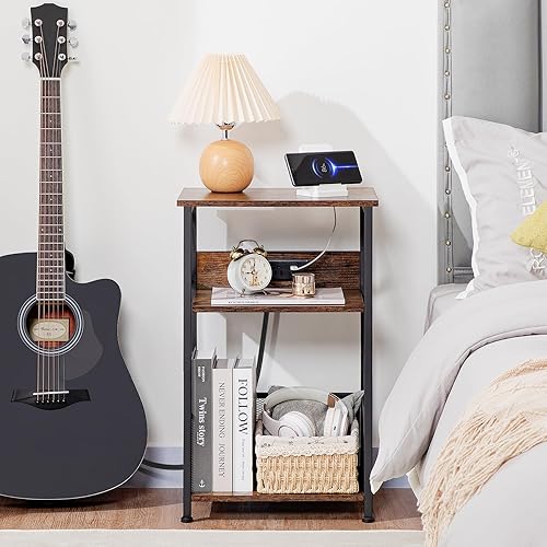 Miniatura 8 de AMHANCIBLE HETCD01BR-1 - Soporte para tocadiscos con estación de carga, soporte para tocadiscos con armario de almacenamiento, mesa auxiliar de 3