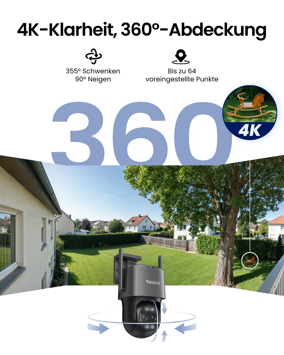 Reolink Home Hub Mini mit TrackMix WiFi Grau, 4K 8MP PTZ Überwachungskamera Aussen WLAN mit Auto-Tracking-Zoom, Dual-Objektiv, Smart-Erkennung, Farbnachtsicht, Außenkamera, Einmaliger lokaler Speicher