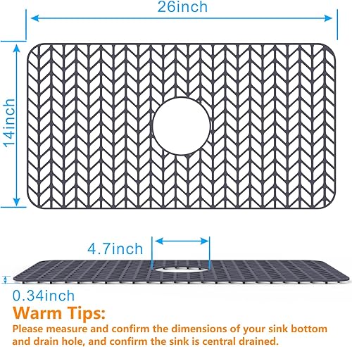Miniatura 2 de Protectores de fregadero para fregadero de cocina, tapete de silicona para fregadero de cocina de 16, 18, 19, 24, 26, 28, 29 pulgadas, rejilla de