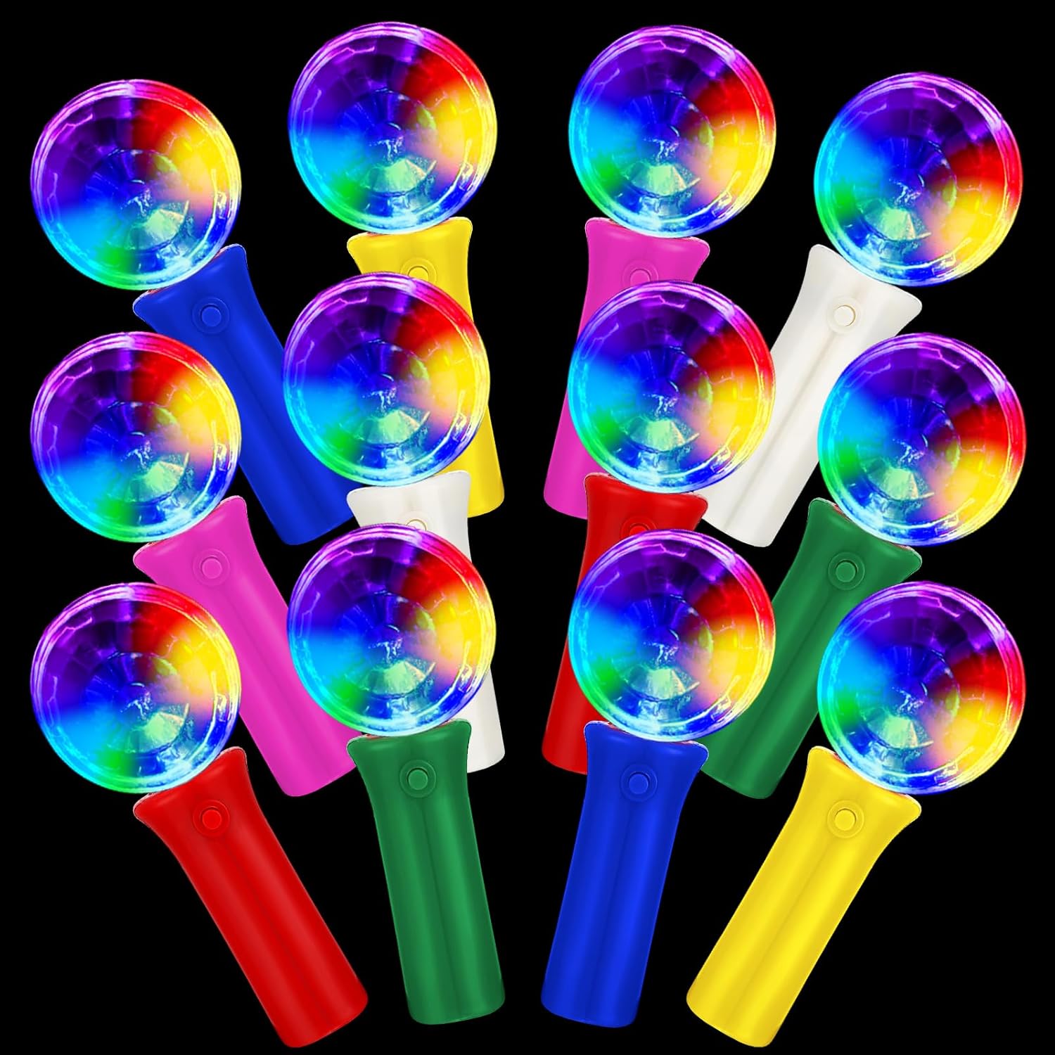 Baquler 12 Pcs LED Disco Ball Wand Flashing LED Light up Wand with 3 Modes 70s Disco Party Decorations Disco Glow Accessories Disco Party Favors for Stage Props Bachelorette Birthday Party(Colorful)