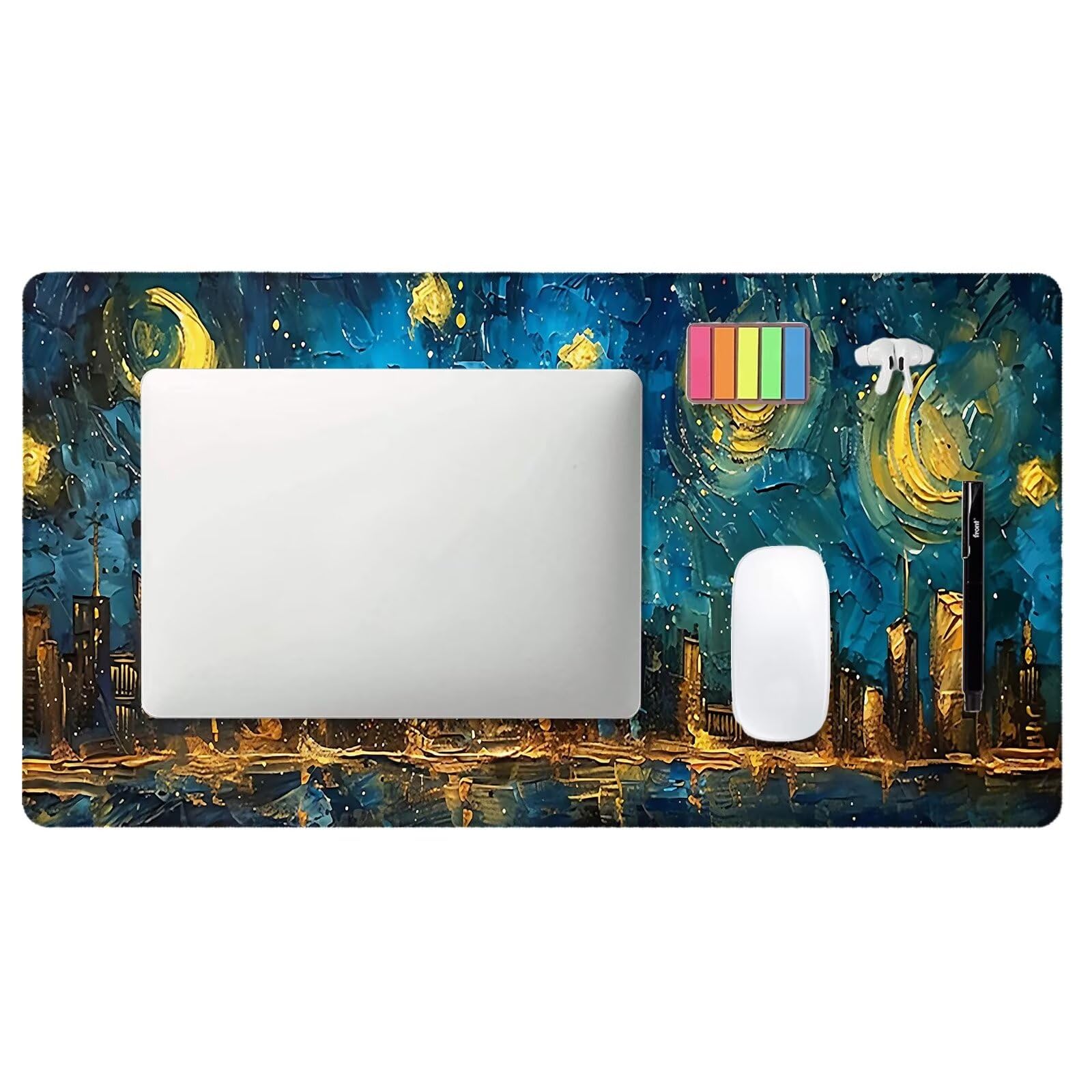 Tappetino Mouse XXL 1000x500 mm, Tappeto Mouse Blu, Tappetino per Mouse da Gioco con Base in Gomma Antiscivolo, Notte Stellata Tappeto Scrivania con Bordi Cuciti, XXL Mouse Pad Gaming per Ufficio, S-8