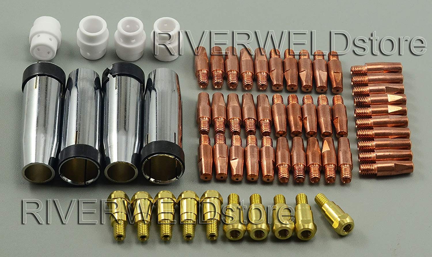 RIVERWELD 24KD MB24 Ugello di contatto 0,8 mm Ugello gas conico Portaugello Misura 24KD MB24 MIG MAG Co2 Torcia per saldatura 59 pz