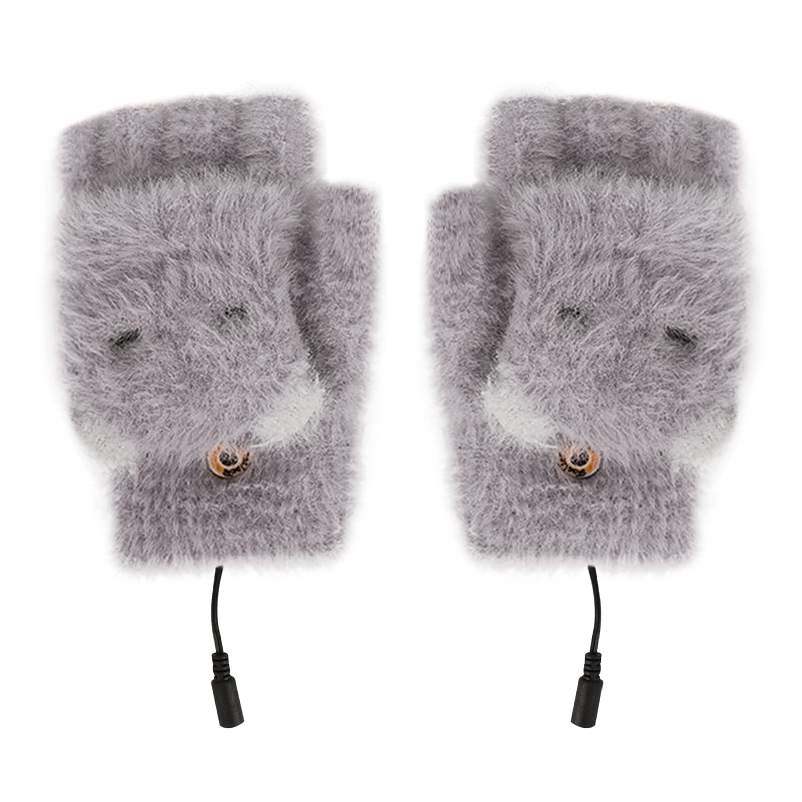 Winter USB Heated Gloves Half Finger Cute Panda Shape Mittens Hand Warmers New Year Xmas Gifts Gloves for Office Home Work Unrestricted Typing,Gaming,Crafting