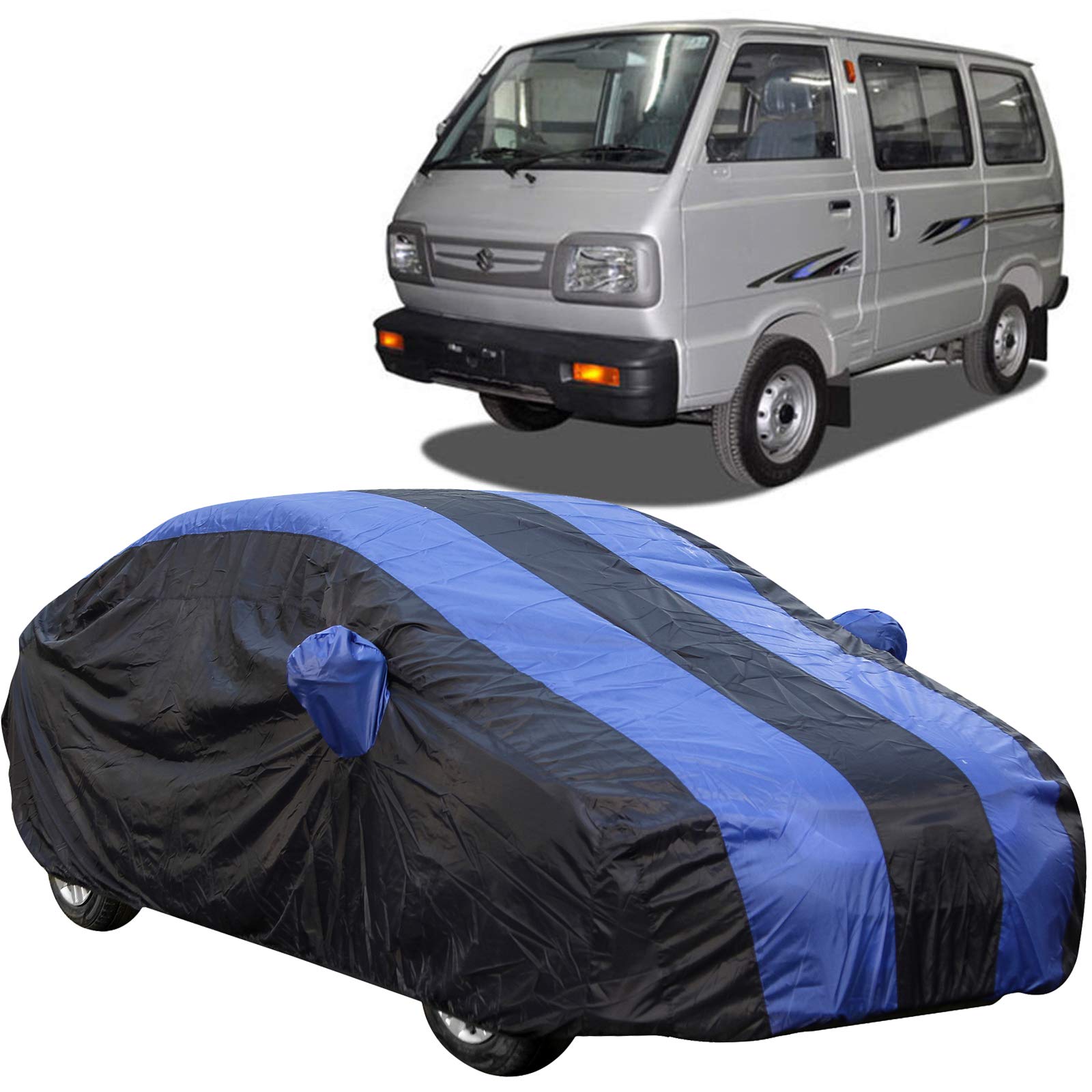 The Autostory 190 Taffeta Water Resistant Car Body Cover Compatible with Maruti Van/Omni with Mirror Pockets (Royal/Navy Blue)